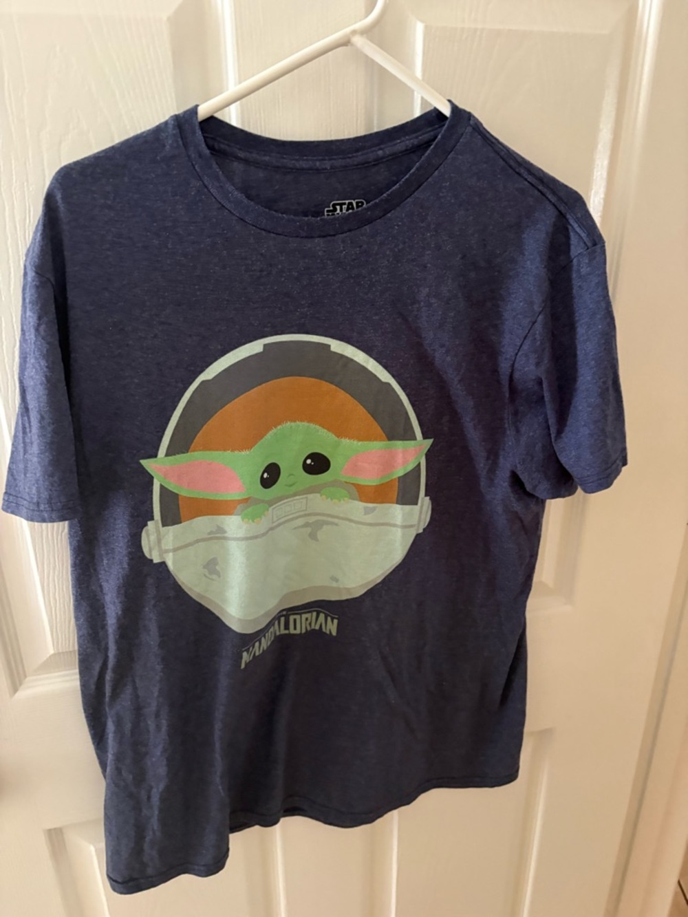 Star Wars Mandolorian Baby Yoda  Navy Blue Grogu Graphic Tee